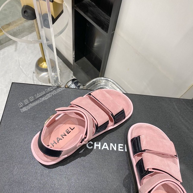 Chanel香奈兒22AW新款涼鞋系列小紅書爆款魔術貼女士休閒涼鞋 dx2633